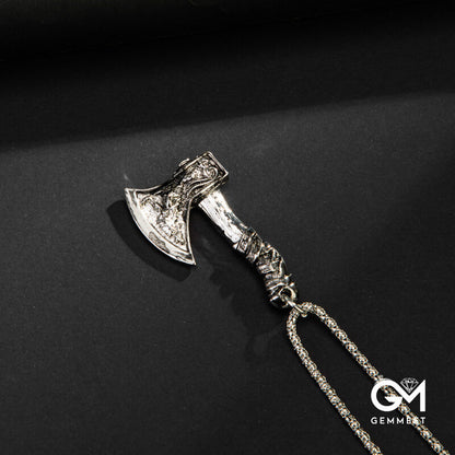 Double-sided Odin Keltron Raven Axe Necklace