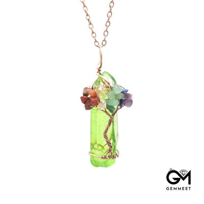 Spray Painted Crystal Pillar Gravel Necklace