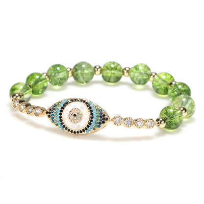 Peridot Evil Eye Symbol Healing Bracelet