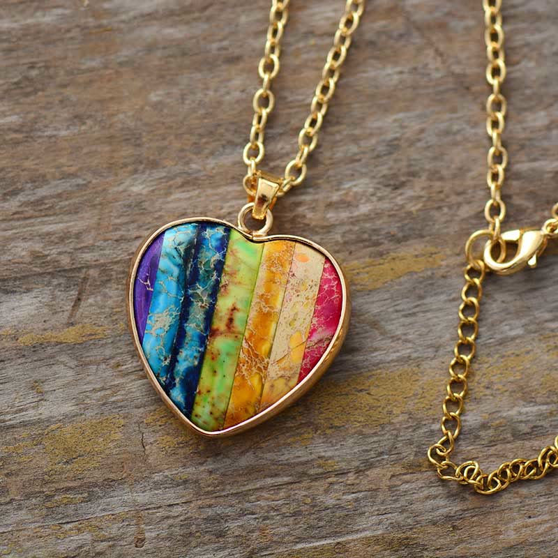 7 Chakra Heart Pendant Necklace