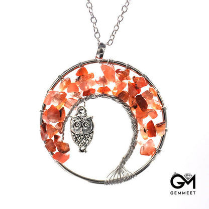 Crystal Tree of Life Owl Necklace