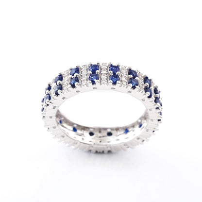 White Gold Stackable Blue Sapphire Prong Setting Eternity Ring