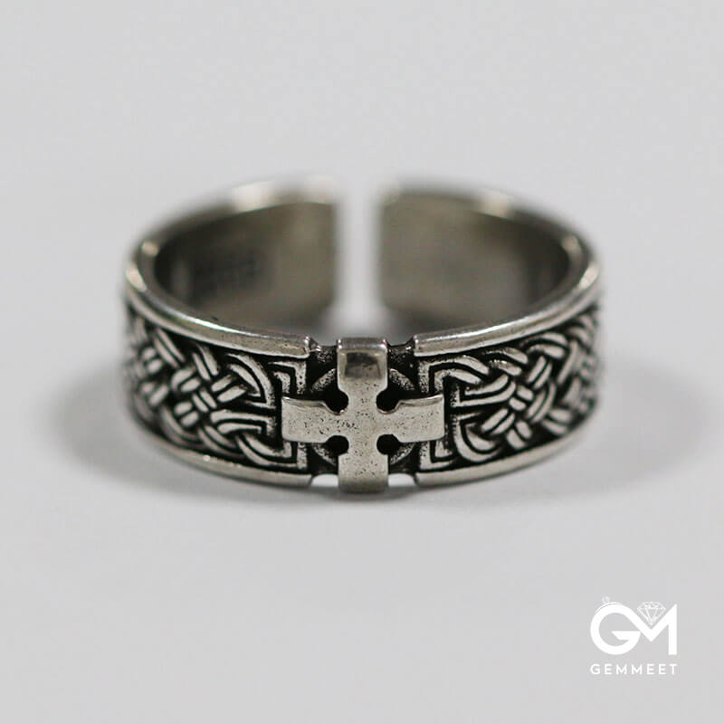 Retro Men's Quad Celtic Knot Cross Ring