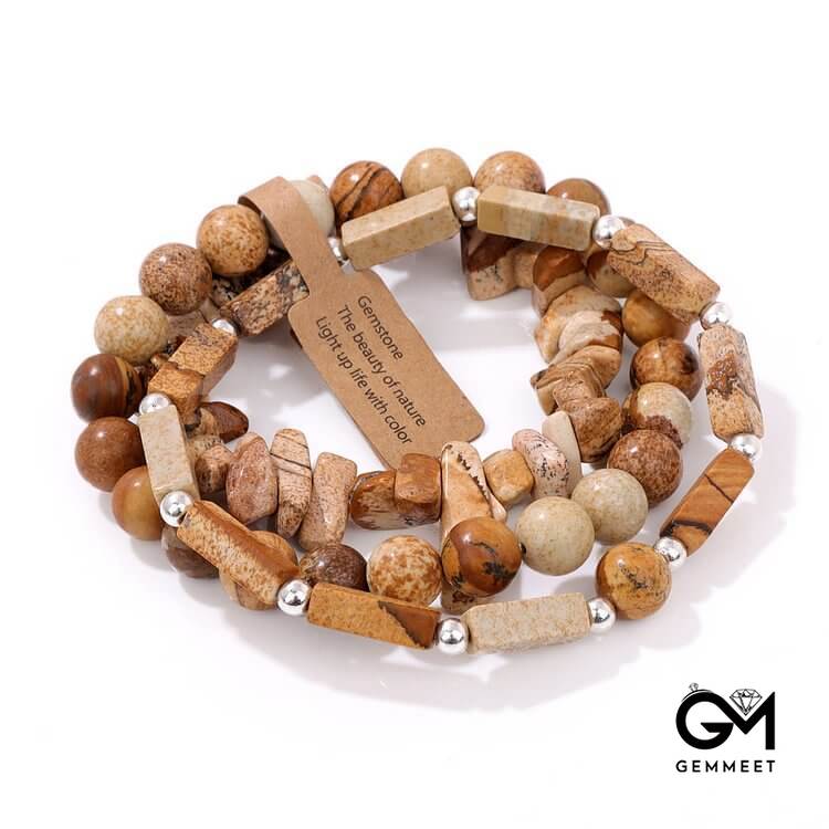 Stone Irregular Three Layer Bracelet Set