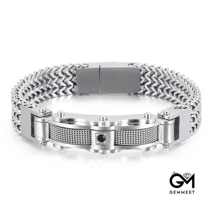 Stainless Steel Zircon Bracelet for Men