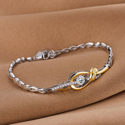 White & Gold Hollow Rose Shape Beating Shinny Bracelet