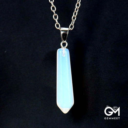 Opal Hexagon Pointy Cone Pendant Necklace