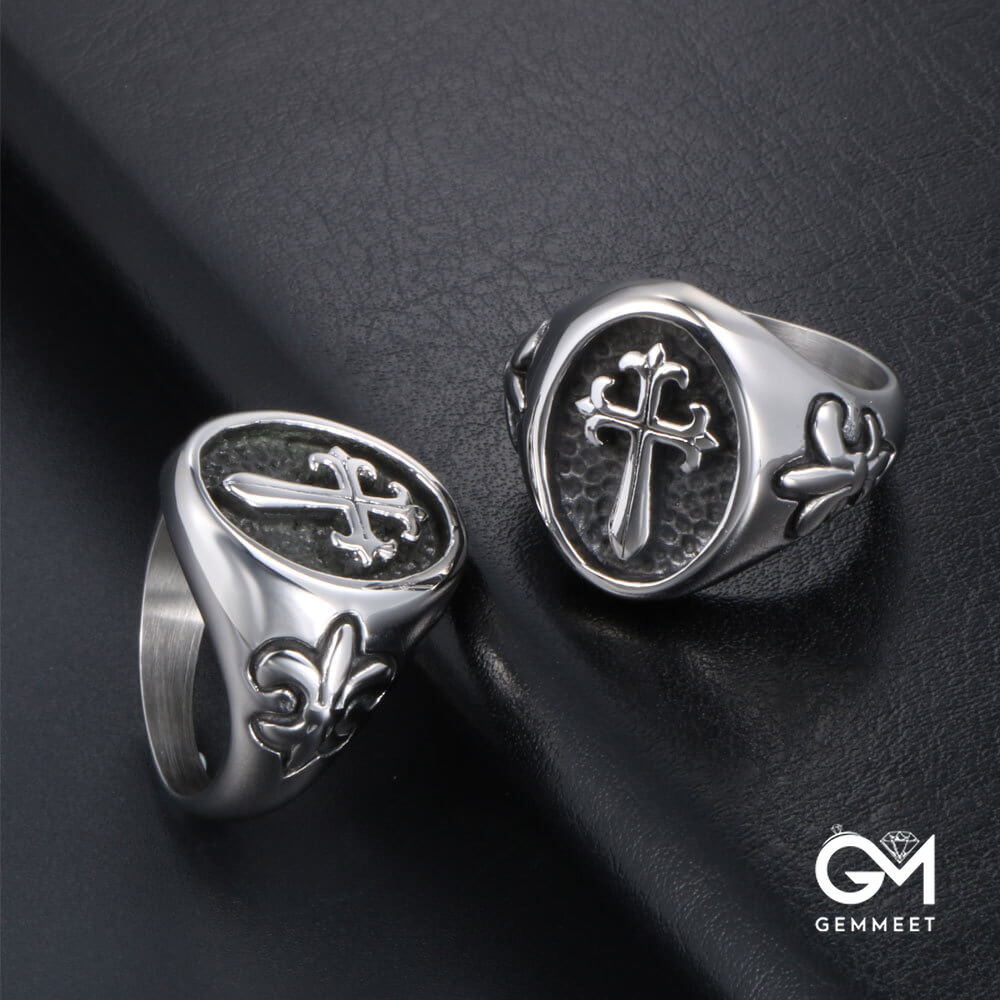 Titanium Steel Retro Cross Gothic Ring