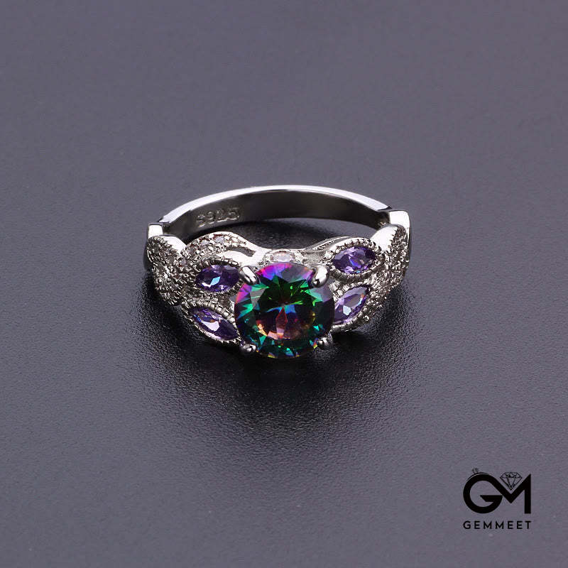 Colorful Oval Zircon Ring