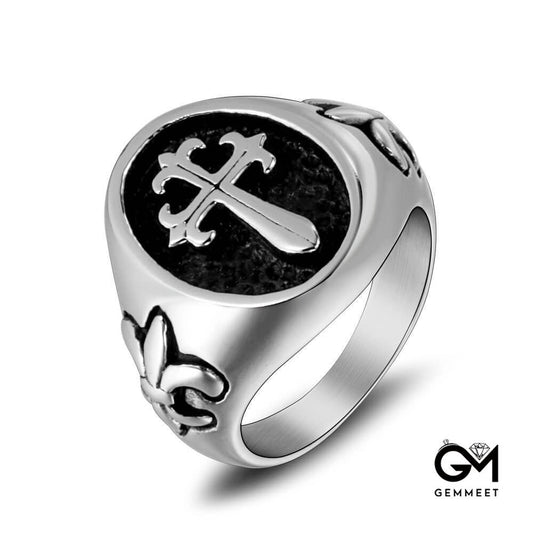 Titanium Steel Retro Cross Gothic Ring