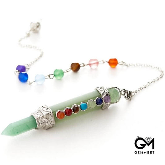 Chakra Crystal Hexagonal Column Pendulum