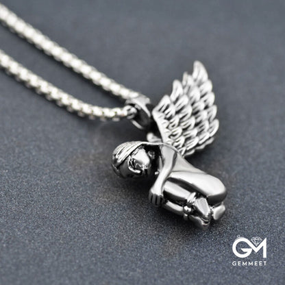 Stainless Steel Girl Angel Wings Necklace