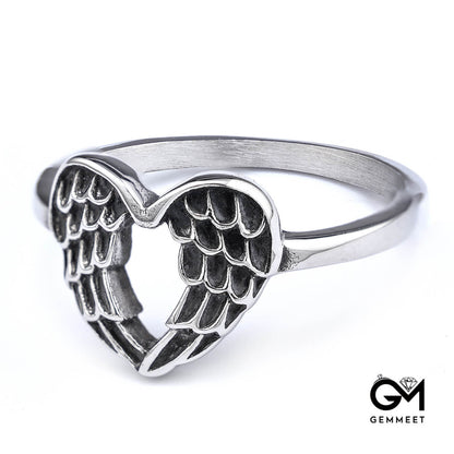 Vintage Simple Wings Stainless Steel Ring