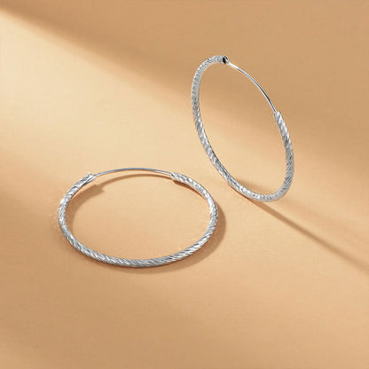 White Gold Steel Wire Rope Big Hoop Earrings