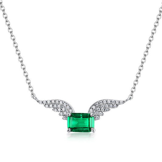 White Gold Fly Wing Emerald Full Stones Chain