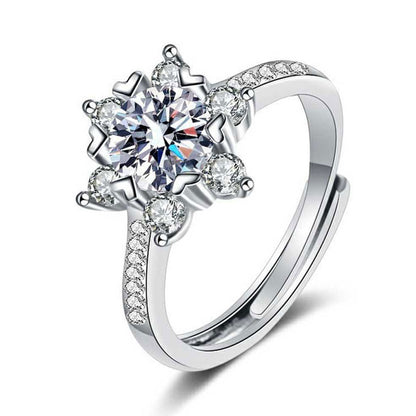 White Gold S925 Flower Shape Moissanite Ring