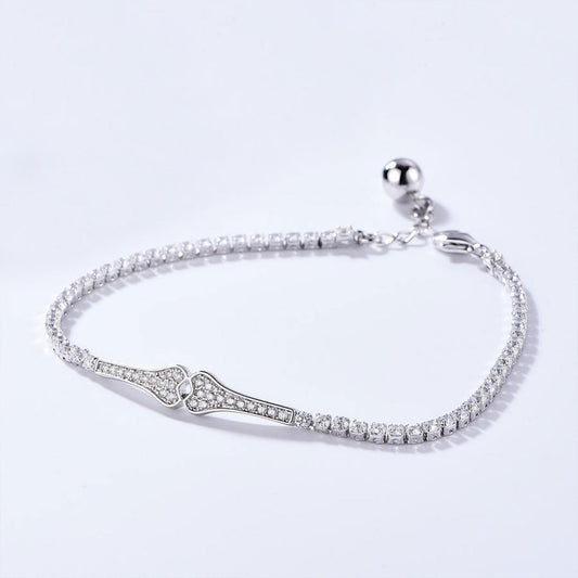 White Gold Bone Shape Full Stones Bracelet