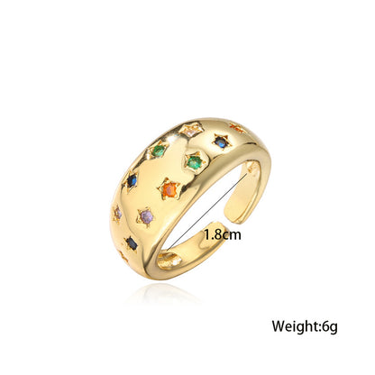 Coloful Star Stones Band Ring