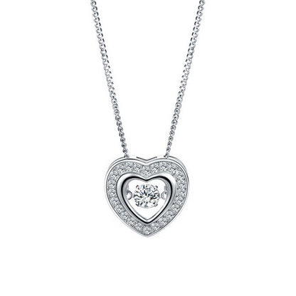 White Gold Hollow Heart Shape Beating Pendants Chains