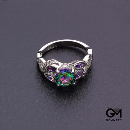 Colorful Oval Zircon Ring