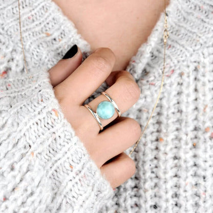 Preorder: 2 Layers Larimar Boho Ring