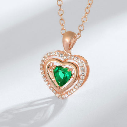 Golden Halo Heart Beating Emerald Pendant Chain