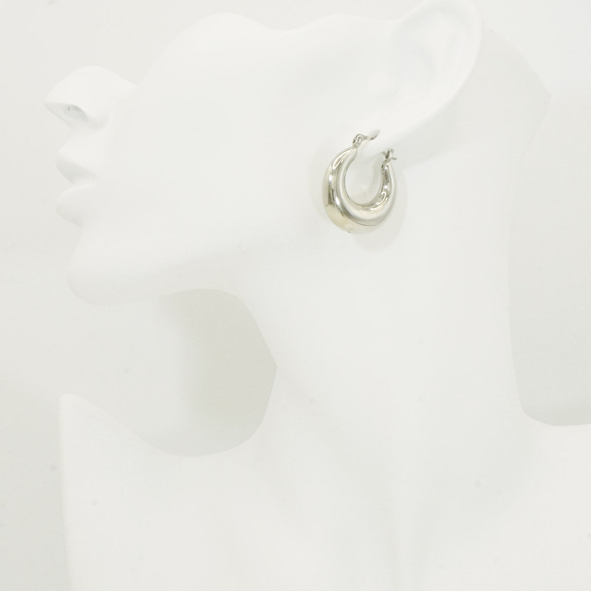 White Gold Chunky Hoop Earrings