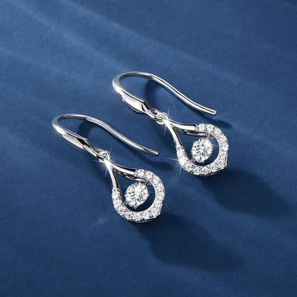 White Gold Drip Shape Beating Shinny Dangle Earrings