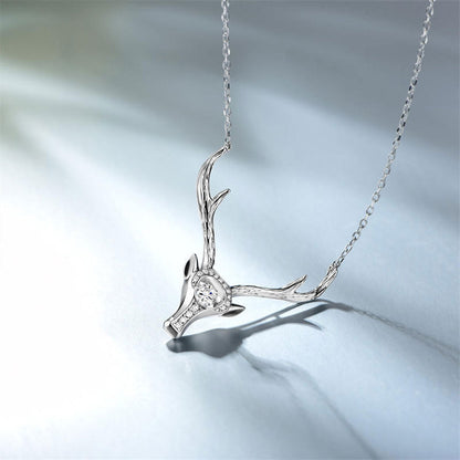 White Gold Elk Shape Beating Shinny Pendants Chains