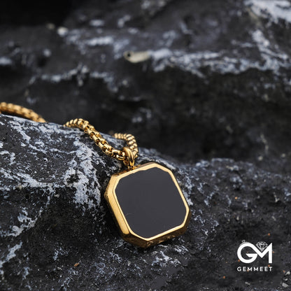 Black Square Pendant Necklace