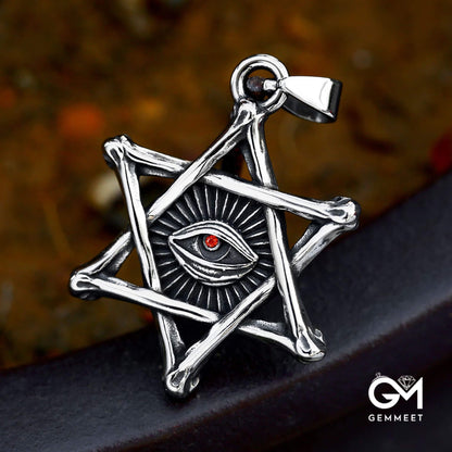 Hex Star Stainless Steel Devil's Eye Pendant