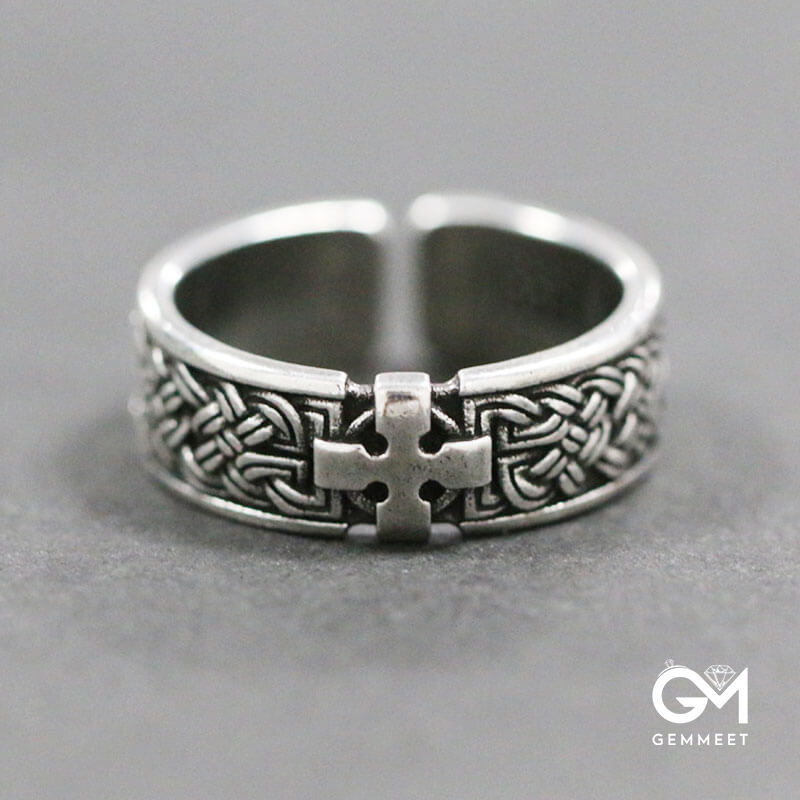 Retro Men's Quad Celtic Knot Cross Ring