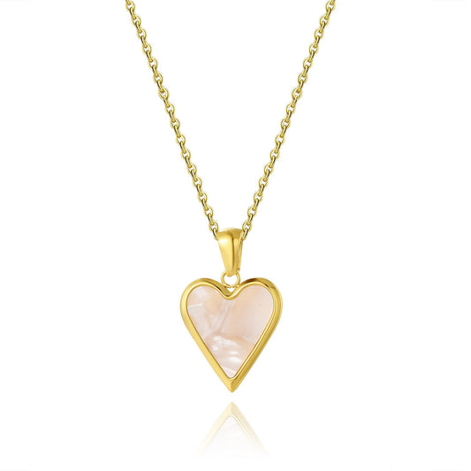 Pink Slim Heart Shape Pendant Necklace