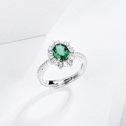 Sterling Silver Oval Emerald Signet Ring with Worldwide Setting Stones