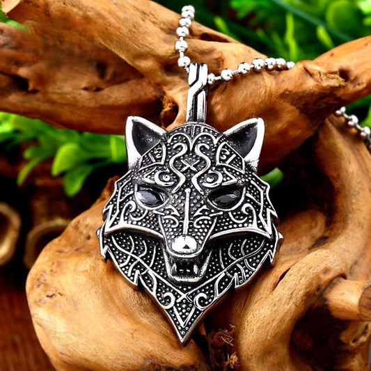 Titanium Steel Punk Viking Wolf Pendant