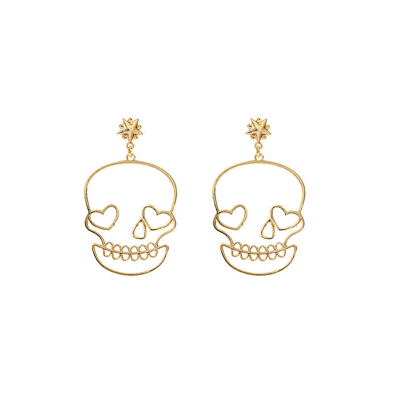 Halloween New Fashion Personality Metal Skull Earrings Cute Funny Temperament Earrings