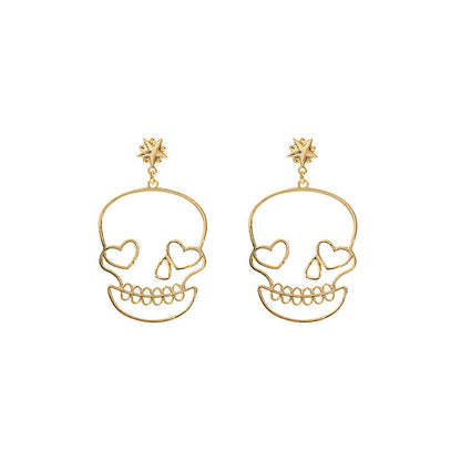 Halloween New Fashion Personality Metal Skull Earrings Cute Funny Temperament Earrings