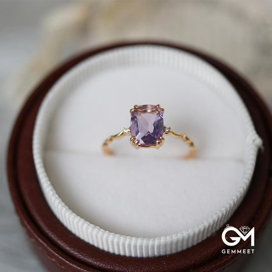 Vintage Gold Amethyst Wave Ring