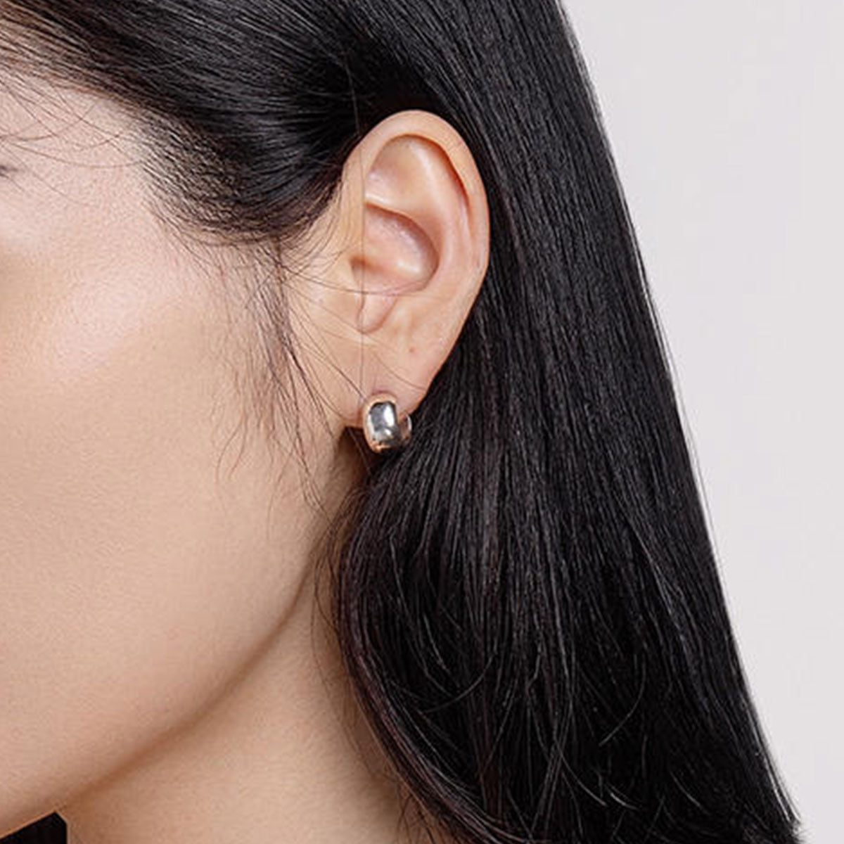 White Gold Chunky Mini Hoop Earrings