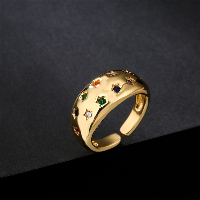 Coloful Star Stones Band Ring