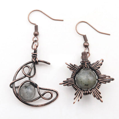 Vintage Hollow Moon & Star Dangle Earrings