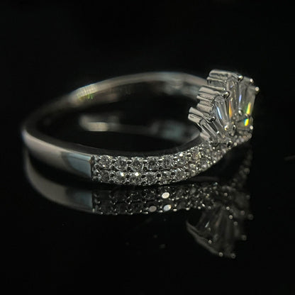 White Gold Crown Shape Full Stones Band Ring