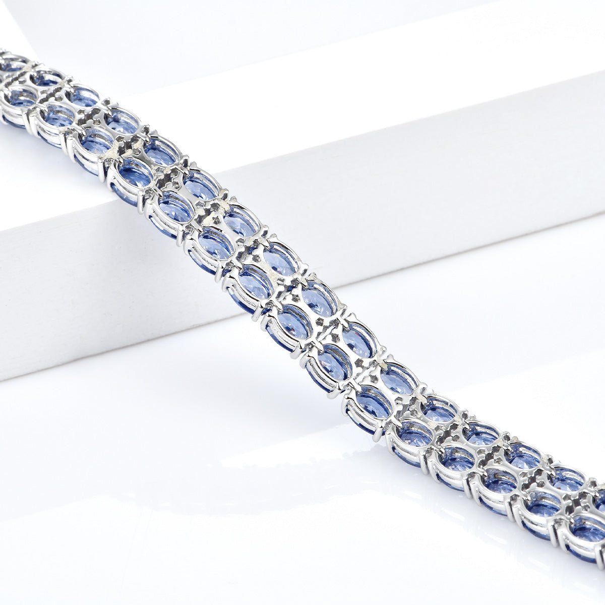 Sterling Silver Pear Cut Blue Sapphire Tennis Bracelet