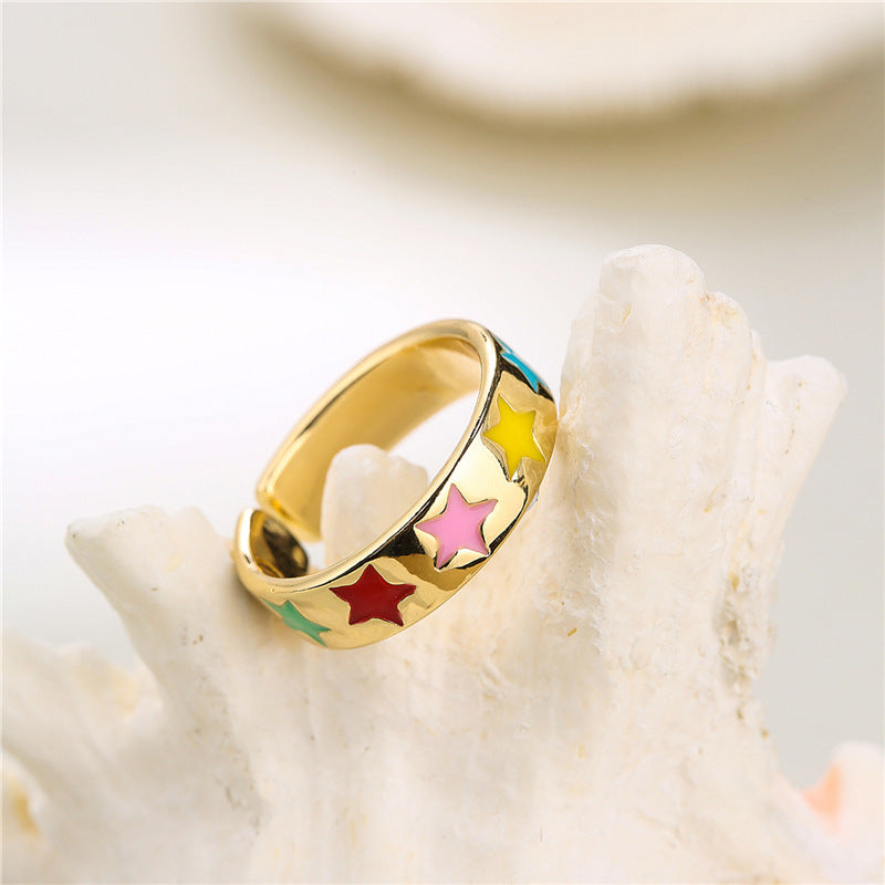 Coloful Star Totem Band Ring