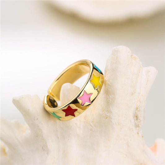 Coloful Star Totem Band Ring