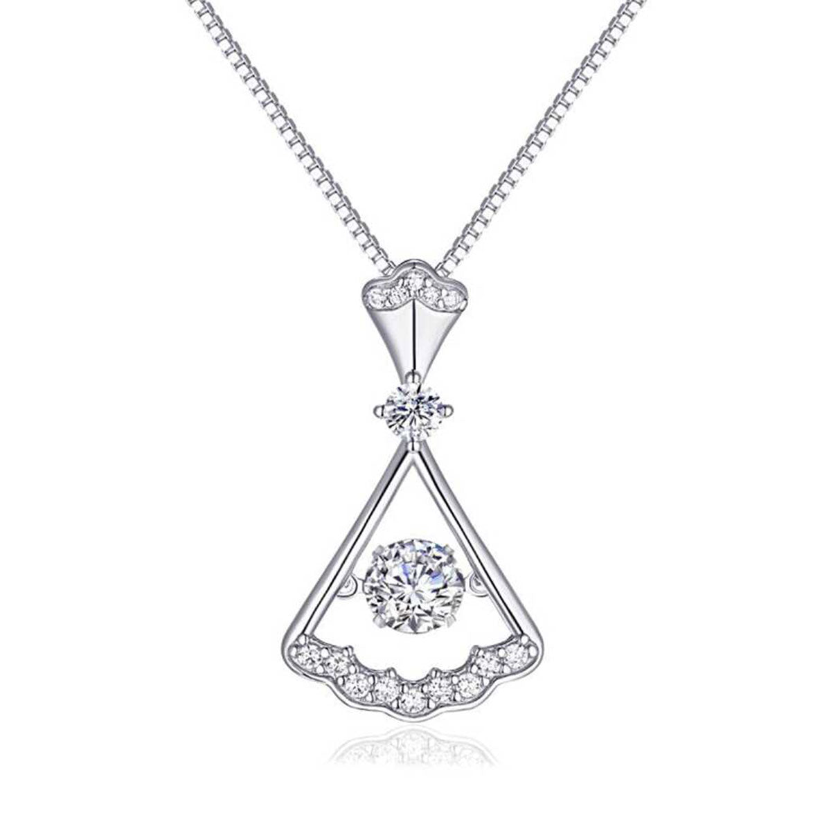 White Gold Skirt Shape Beating Moissanite Pendant