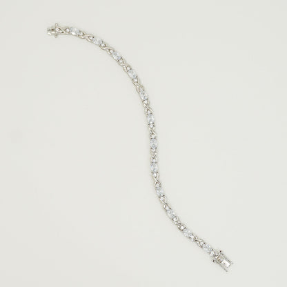 White Gold S925 Oval Cut Stones Rope Bracelet