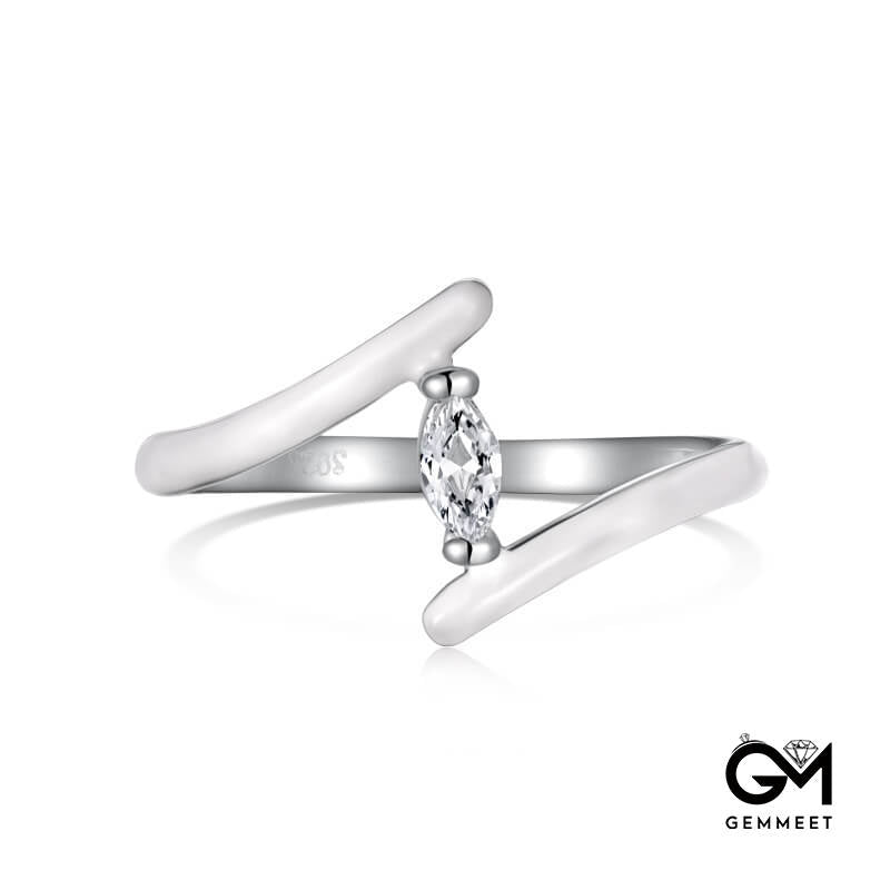 S925 Sterling Silver White Glue Double Interlace Ring