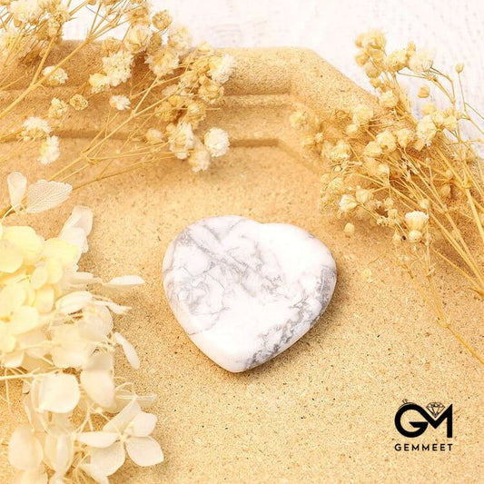 White Turquoise Heart Worry Stone