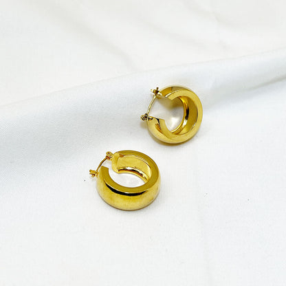 Golden Flat Chunky Hoop Earrings